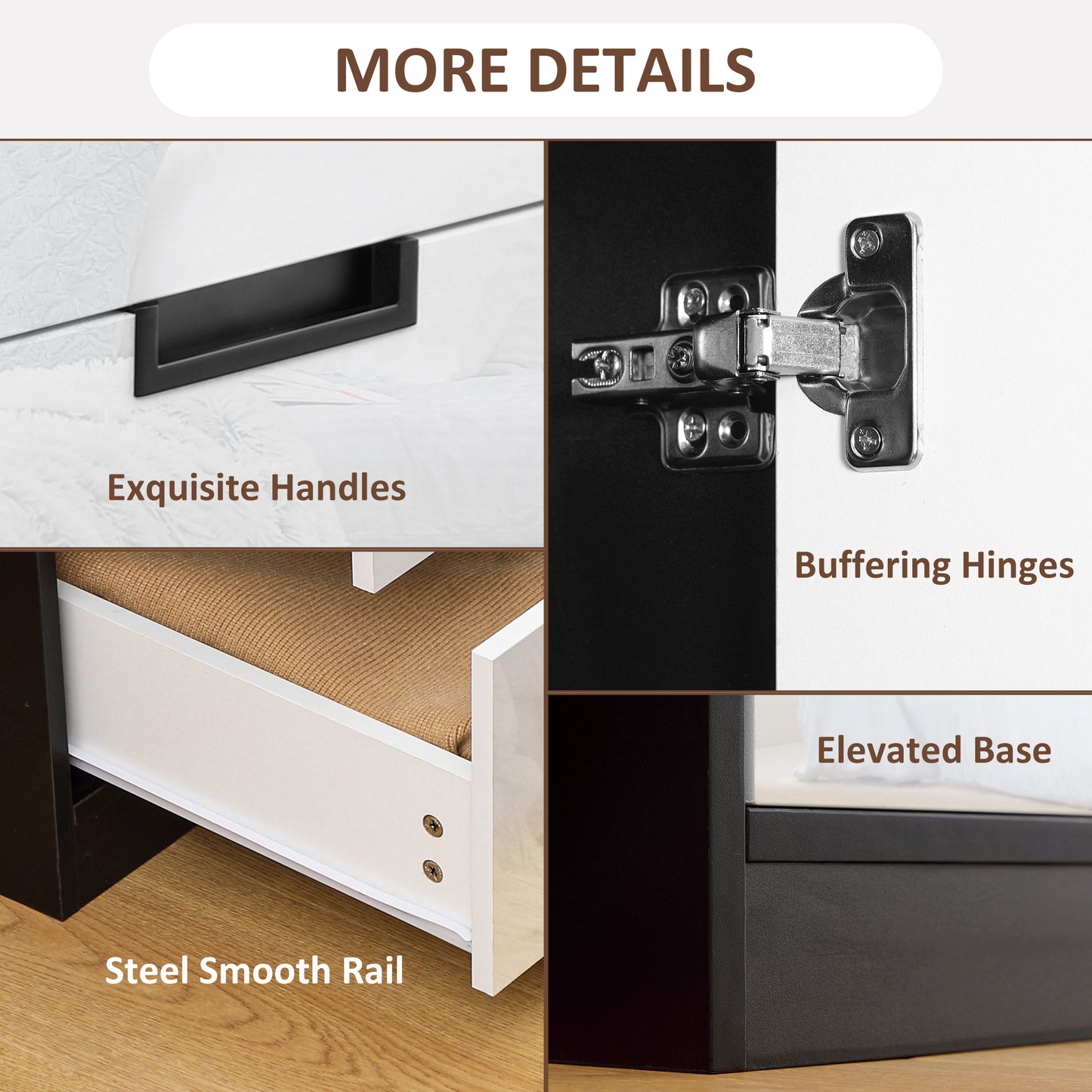 HOMCOM 2 Door Wardrobe with 3 Drawers and Hanging Rod in High Gloss White with Black Accents Modern Bedroom Storage