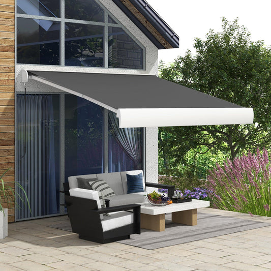 Outsunny 3 x 2.5m Electric Retractable Awning with Remote Controller, Aluminium Frame Sun Canopies for Patio Door Window - ALL4U RETAILER LTD