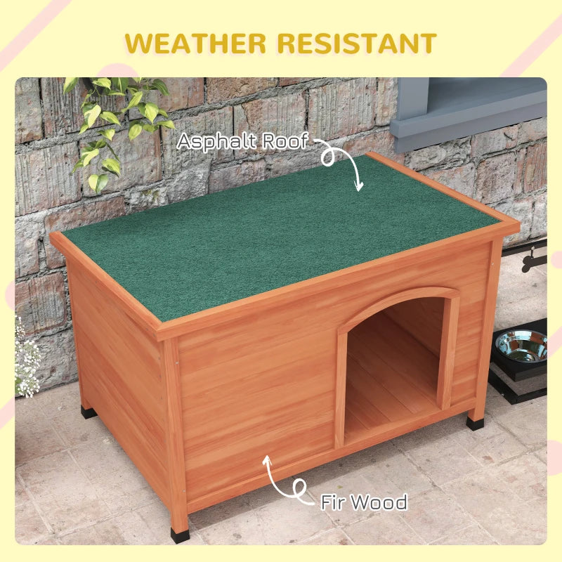 PawHut Wooden Dog Kennel - Outdoor Pet House with Removable Floor, Openable Roof, Water-Resistant Paint, Natural Wood Tone - ALL4U RETAILER LTD