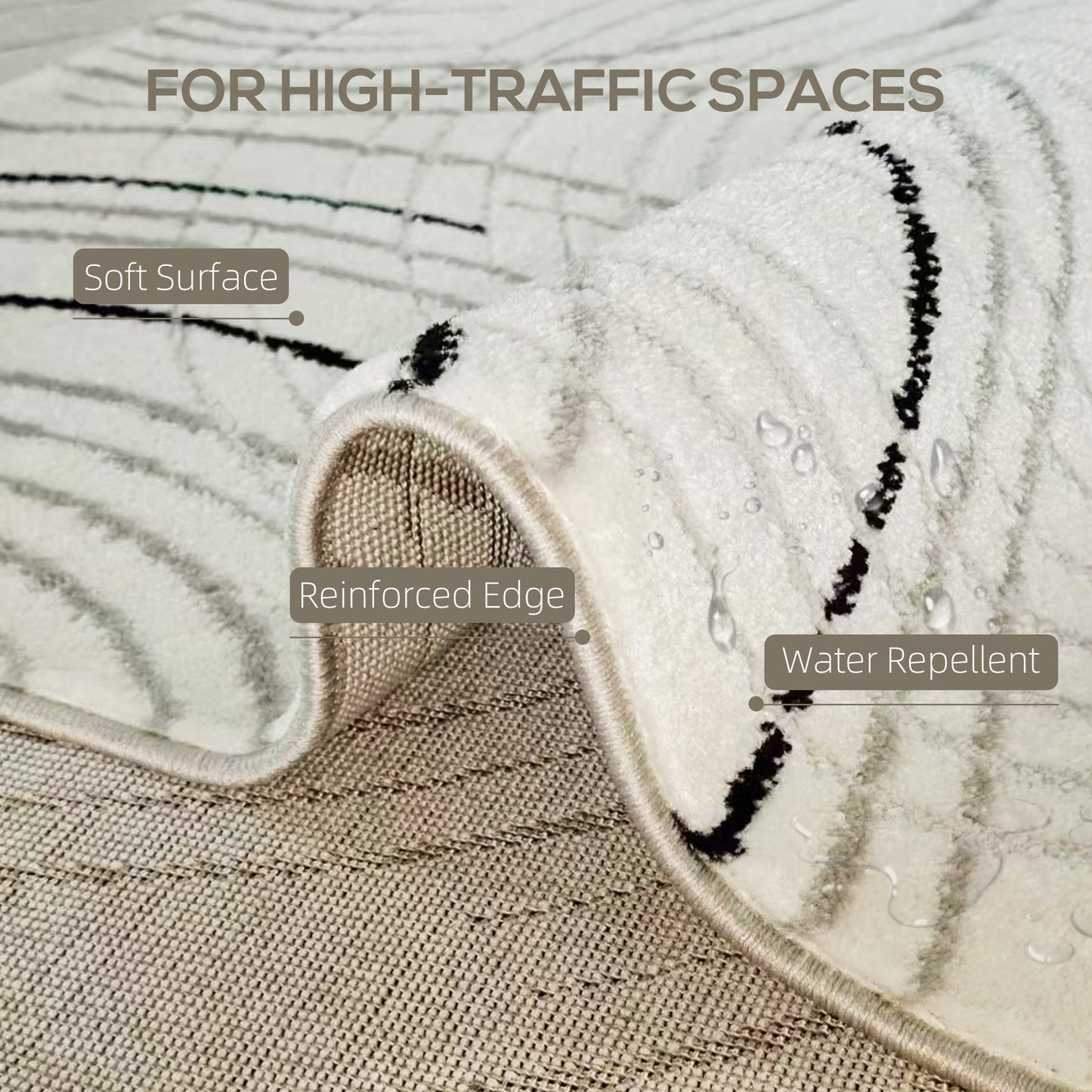 HOMCOM Modern Area Rug Swirl Pattern Machine Washable Allergy Friendly Floor Carpet 170 X 120 Cm Cream White