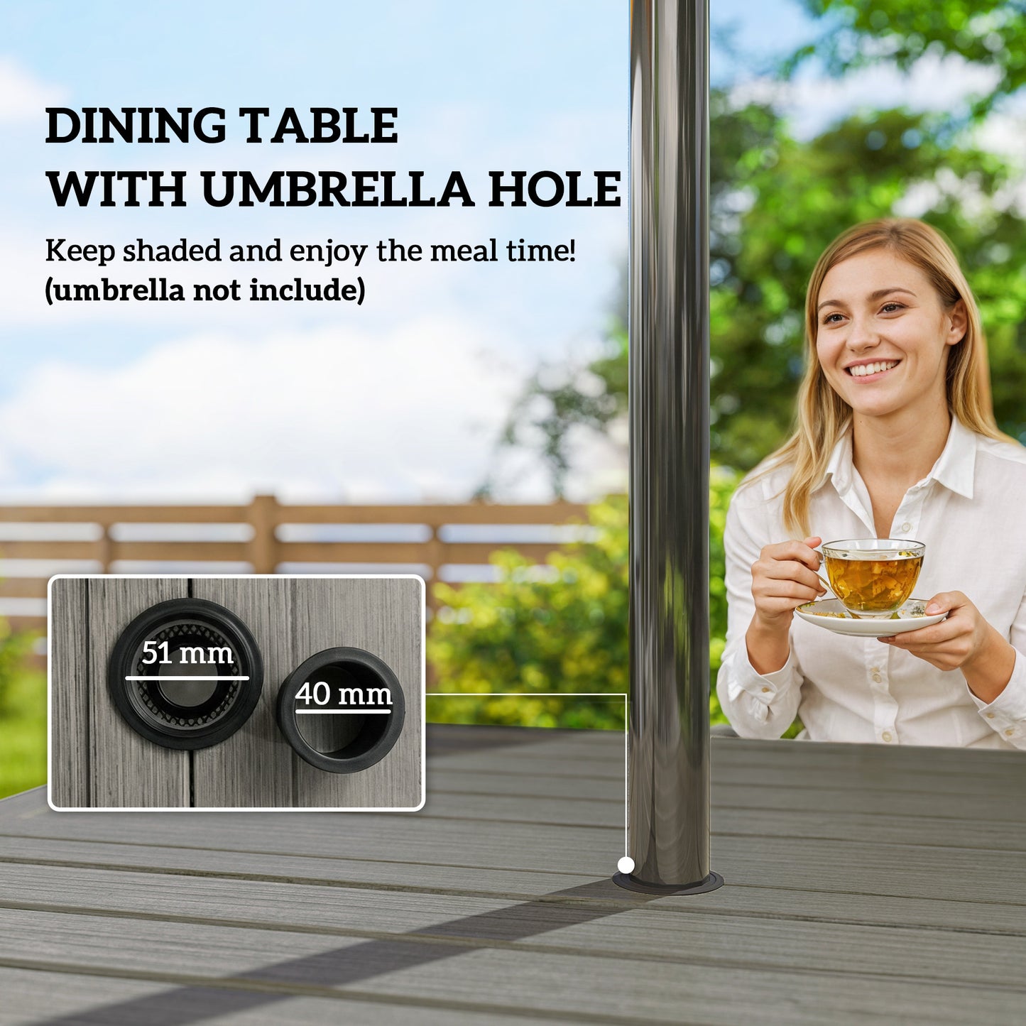 Outsunny 5 Piece Outdoor Dining Set For 4 With Garden Table And Stackable Chairs Breathable Mesh Seats Grey And Khaki