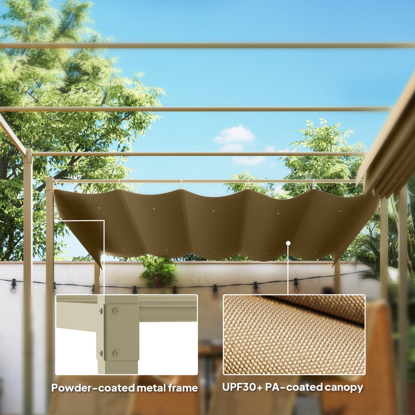 Outsunny 3 By 3 Meter Retractable Roof Metal Pergola With Adjustable Canopy For Garden In Black