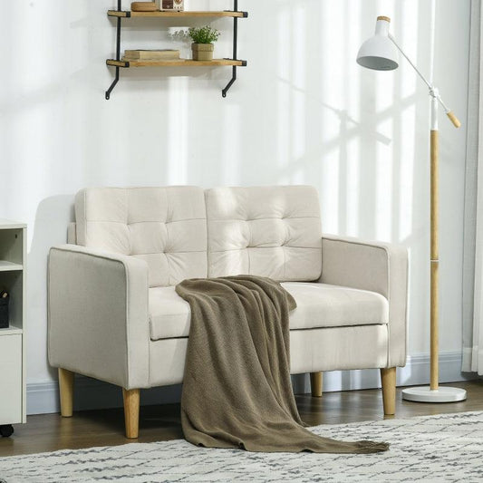 HOMCOM Modern Loveseat Sofa - Compact 2 Seater with Hidden Storage - ALL4U RETAILER LTD