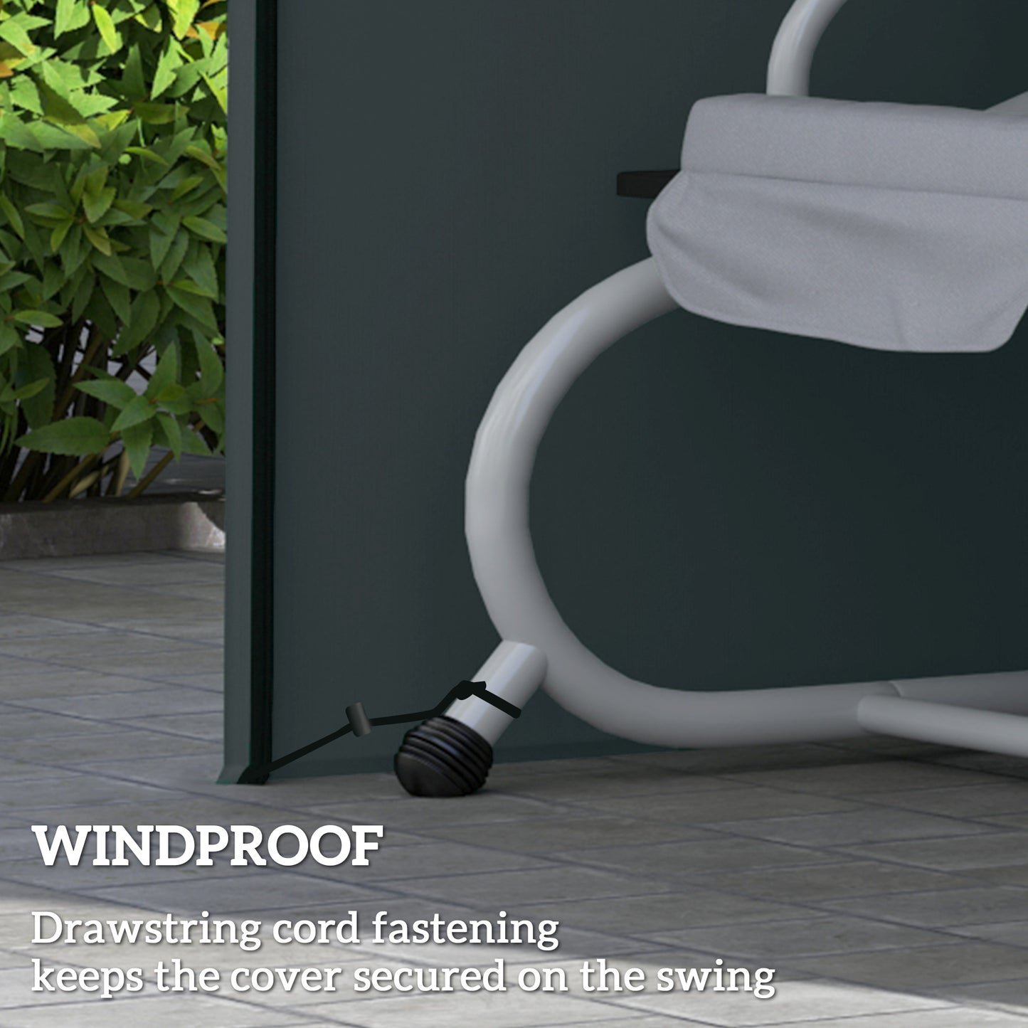 Outsunny 220 By 125 Cm Three Seater Swing Chair Protective Cover Grey Weatherproof Waterproof PU Coated Oxford Cloth