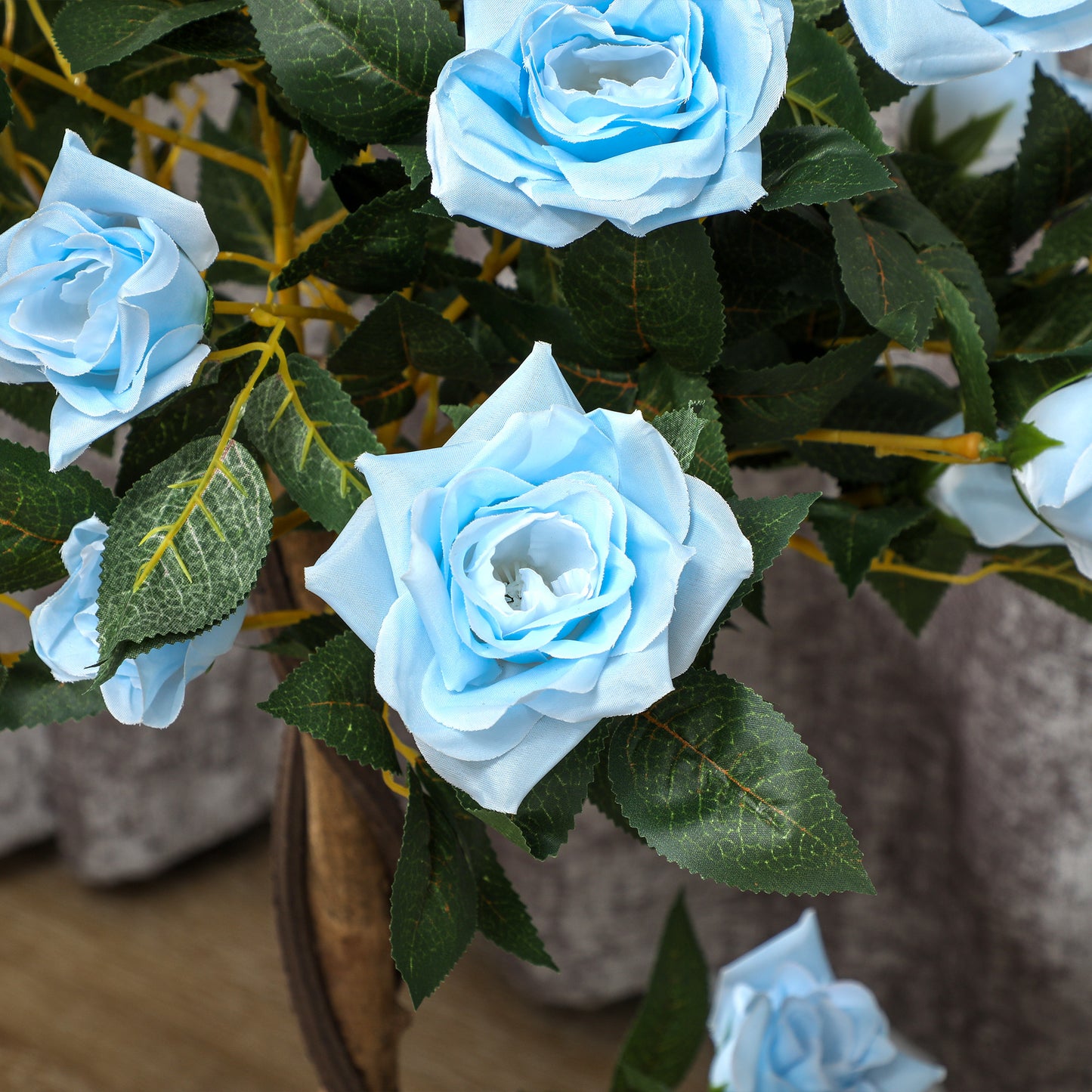 Outsunny Set Of 2 Artificial White Rose Floral Plants In Pots 90cm Indoor Decor Light Blue