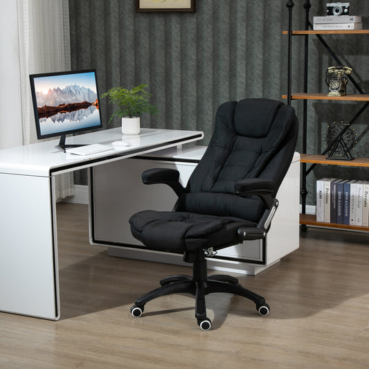 Vinsetto Adjustable Height Ergonomic Desk Chair with Reclining Backrest and Armrests - Stylish Black Office Seating - ALL4U RETAILER LTD