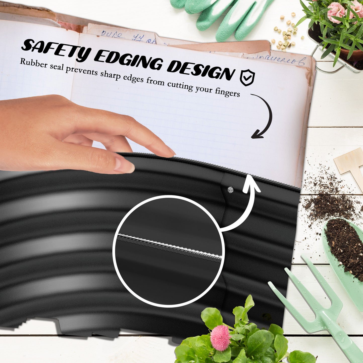 Outsunny Galvanised Raised Garden Bed Pack Of 2 With Safety Edging For Flowers Herbs Succulents Dark Grey