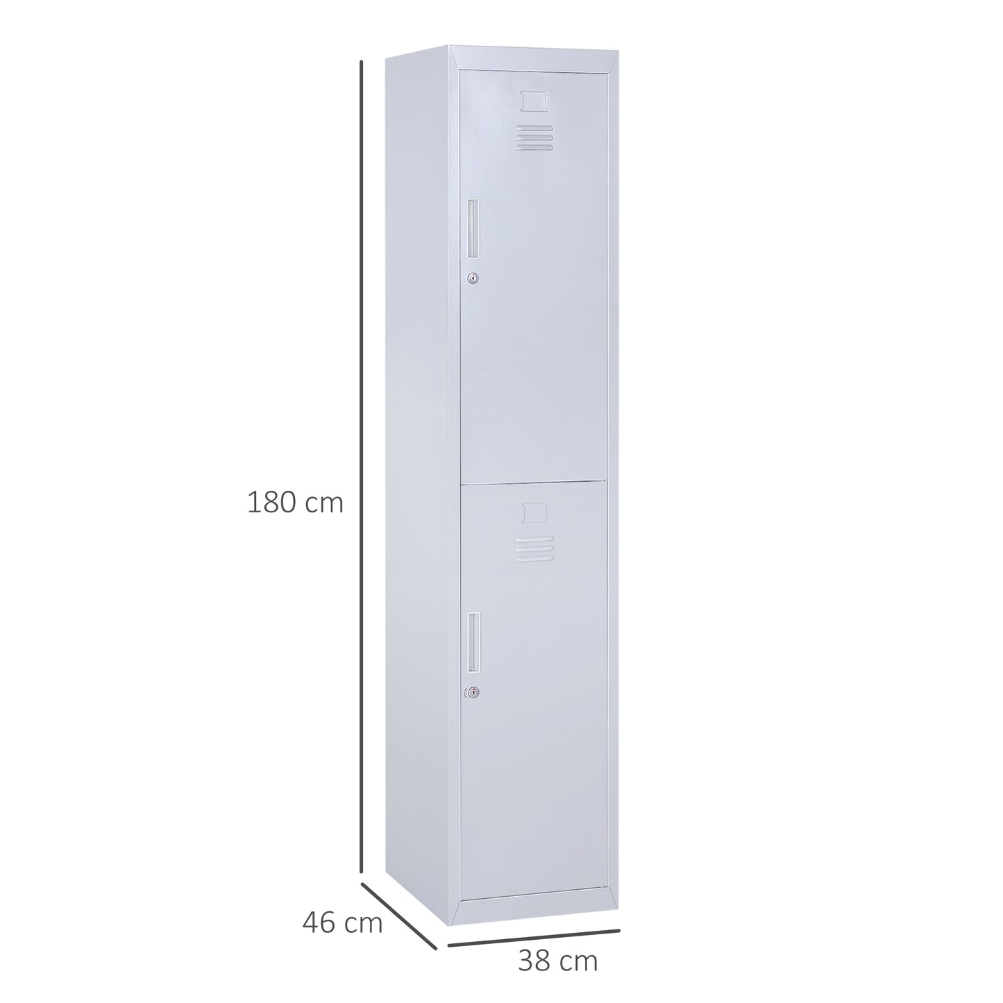 Vinsetto Locker Cabinet Storage Cold Rolled Steel With Shelves Vertical Cupboard Grey 38 x 46 x 180 cm