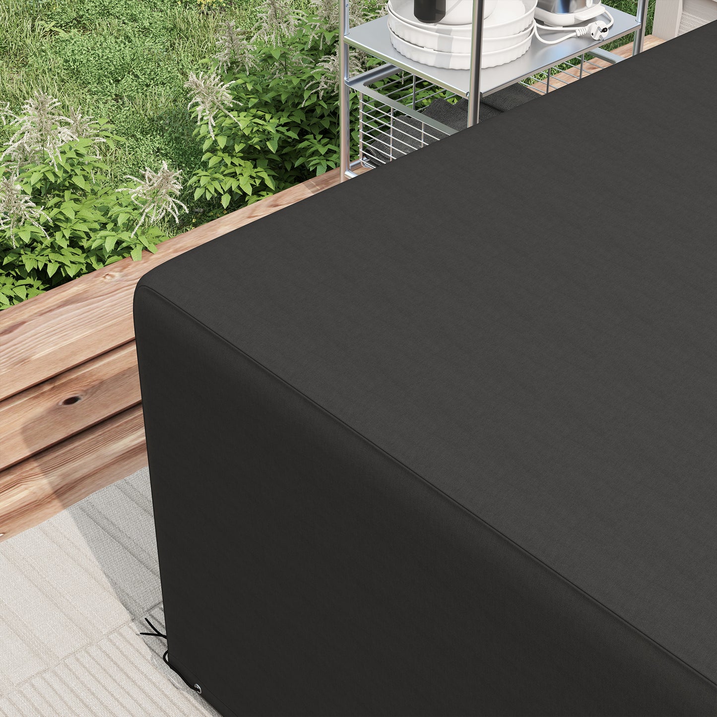 Outsunny Furniture Cover Waterproof Anti UV 600D Heavy Duty Oxford Fabric Rectangular Sofa Table Black 245x165x66 cm