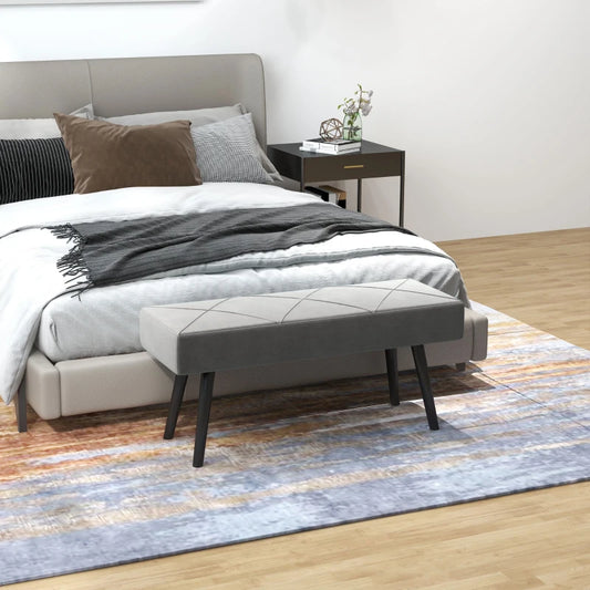 HOMCOM Upholstered End of Bed Bench with X-Shape Design - Grey