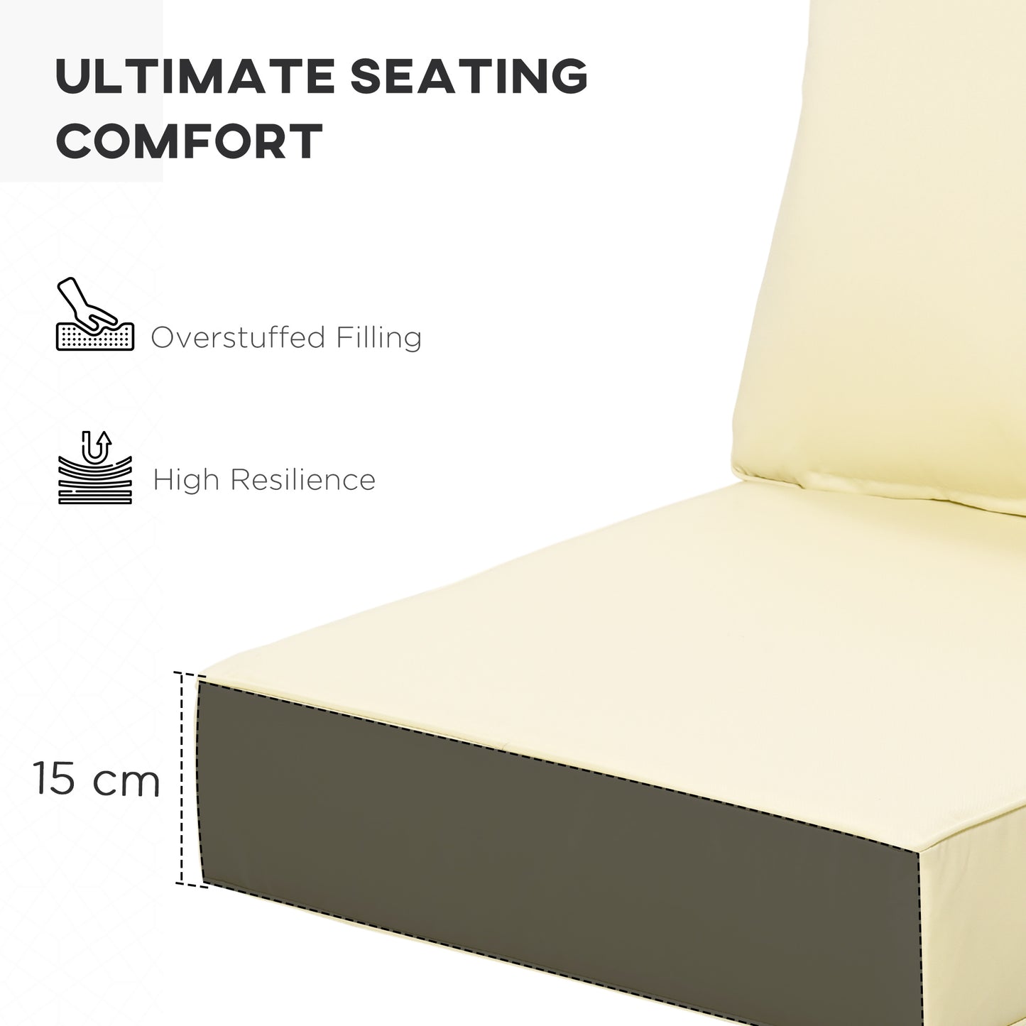 Outsunny 4 Piece Outdoor Seat and Back Cushion Set For Patio Deep Seating Chairs Replacement Cushions Beige