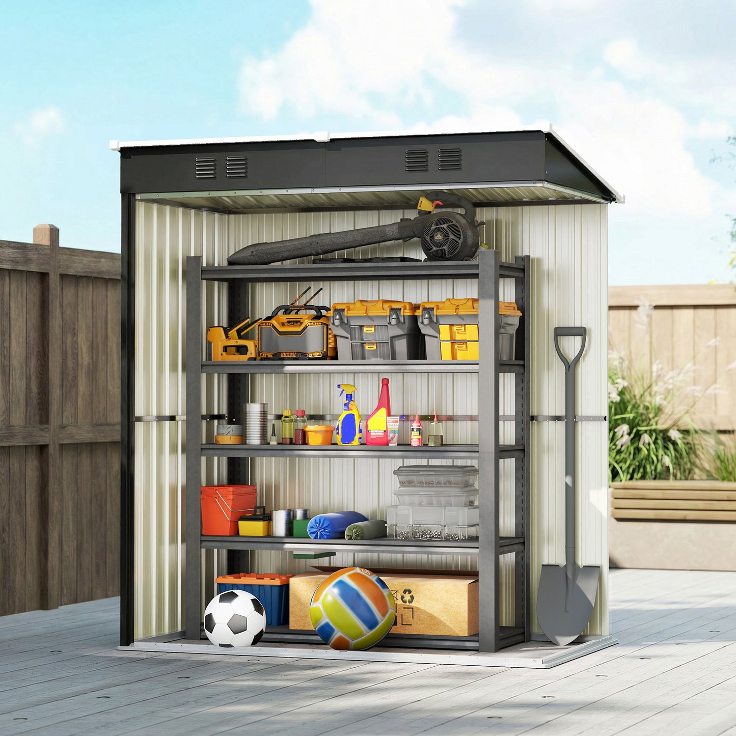 Outsunny 5 By 3 Ft Lean To Garden Shed Outdoor Storage With Lockable Door And Vents Dark Grey