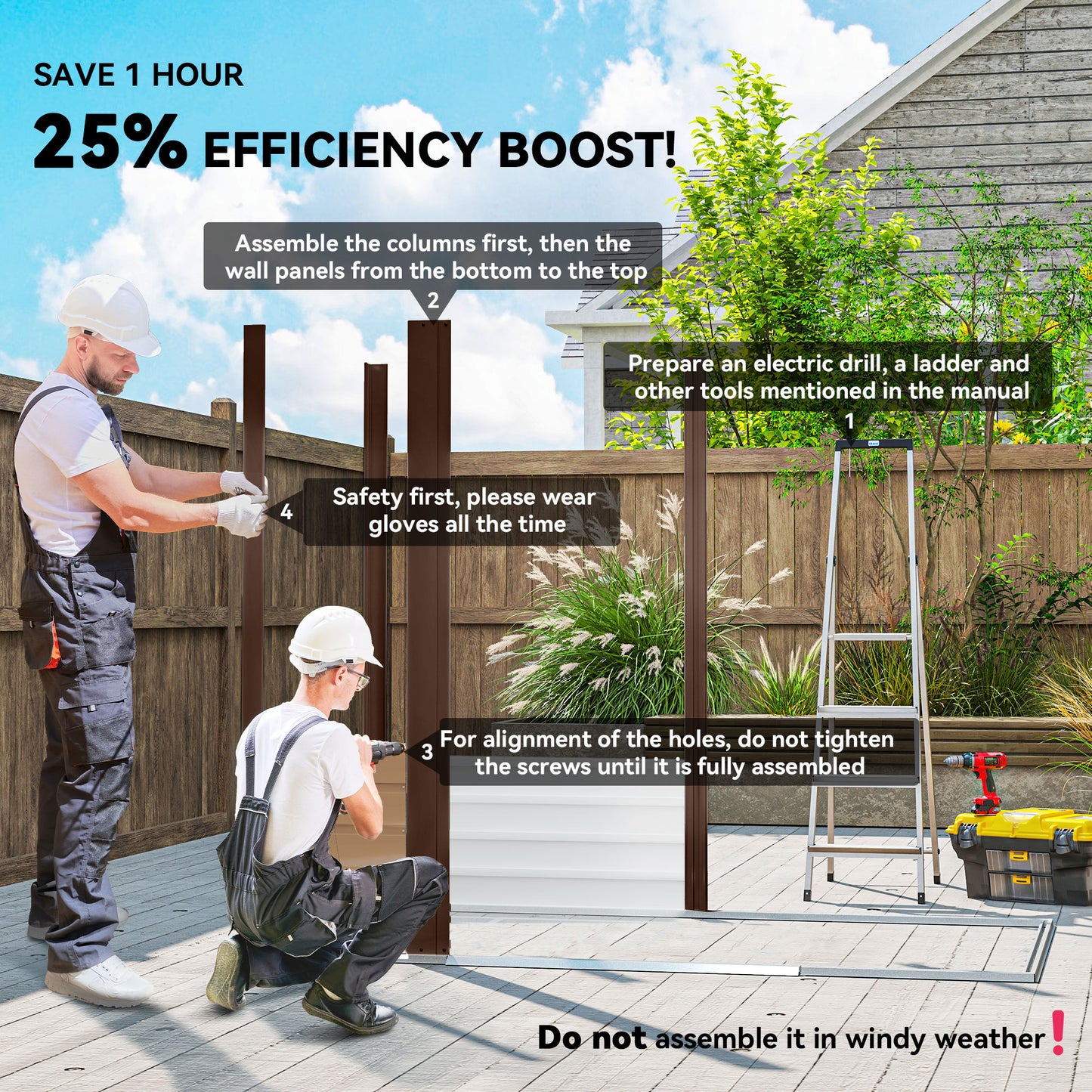 Outsunny 4x6ft Galvanised Steel Garden Shed With Lock And Gloves Oak For Outdoor Storage