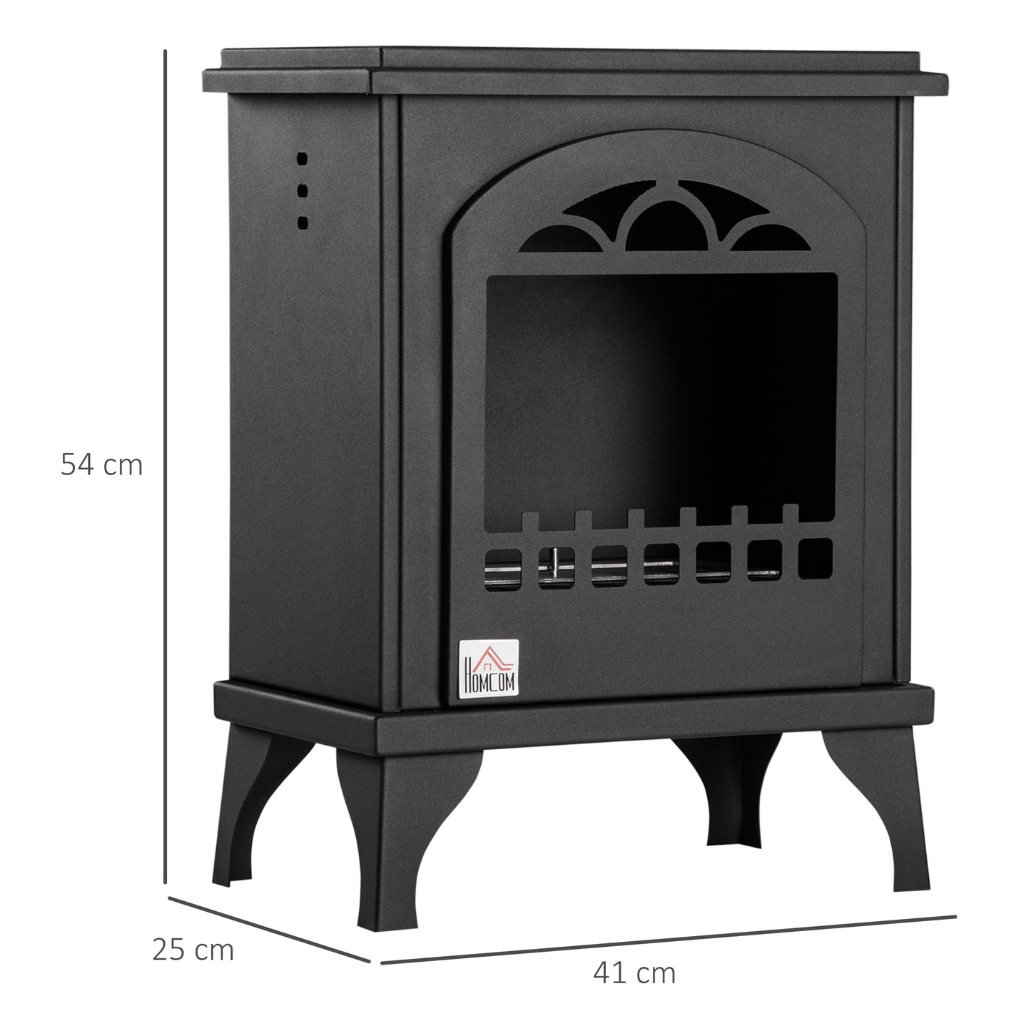 HOMCOM Free Standing Ethanol Fireplace Portable Bioethanol Heater Stove With 0.9L Tank 3 Hours Burn Time Black