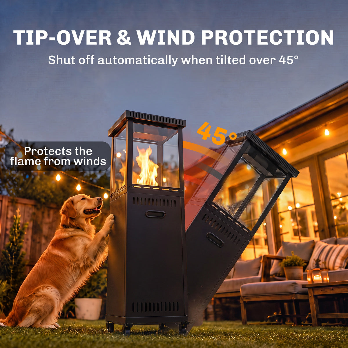 Outsunny Portable 13 kW Propane Patio Heater with Wheels and Heat Control