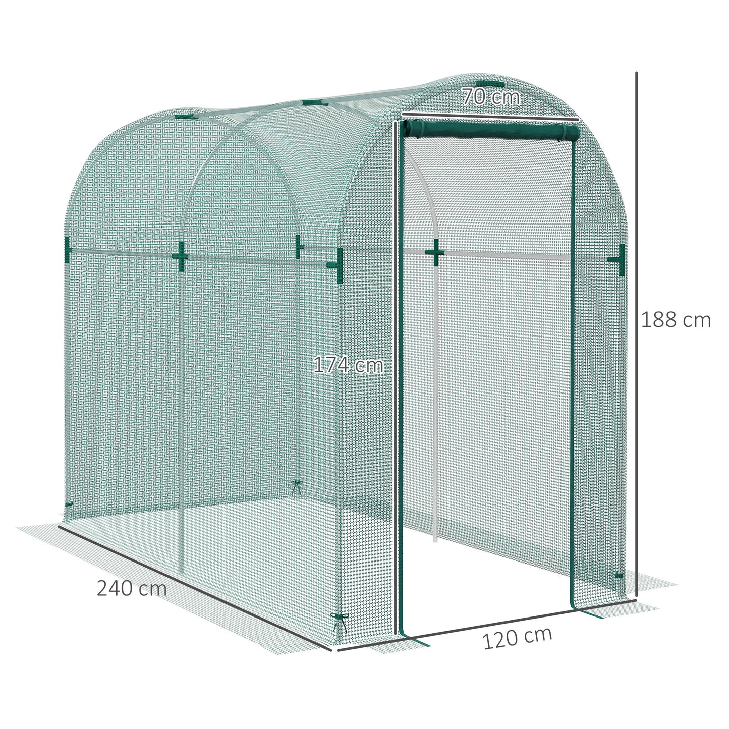 Outsunny 240 x 120cm Mini Polytunnel Greenhouse With Galvanised Steel Frame And Mesh Cover
