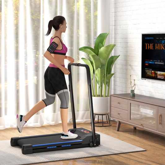 HOMCOM Compact Motorized Folding Treadmill with LCD Display - Blue - ALL4U RETAILER LTD