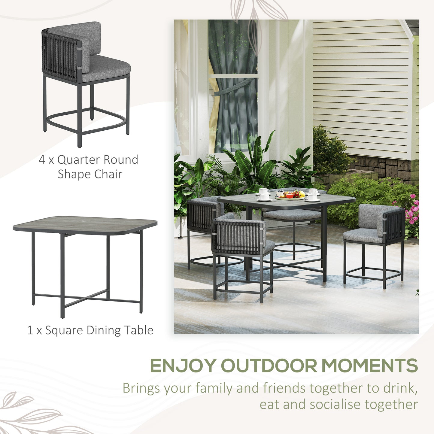 Outsunny 4 Seater Rattan Cube Garden Furniture Set With Cushions Charcoal Grey Outdoor Patio Lounge Set