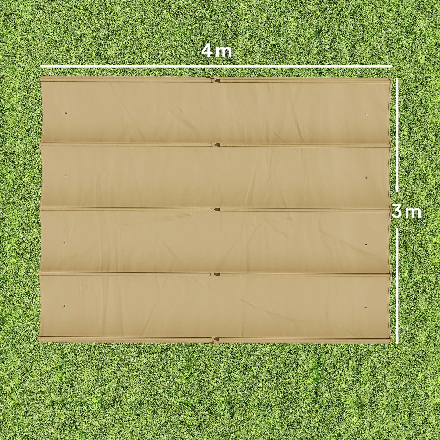 Outsunny Retractable Pergola Canopy Replacement Cover 3.92 by 3.5 Meters UV30 Plus Khaki For 4 by 3 Meters Pergola