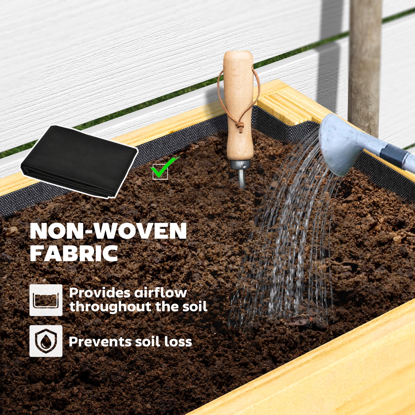 Outsunny Wooden Raised Garden Bed With Bed Liner And Drainage Holes, Elevated Planter For Vegetables And Herbs
