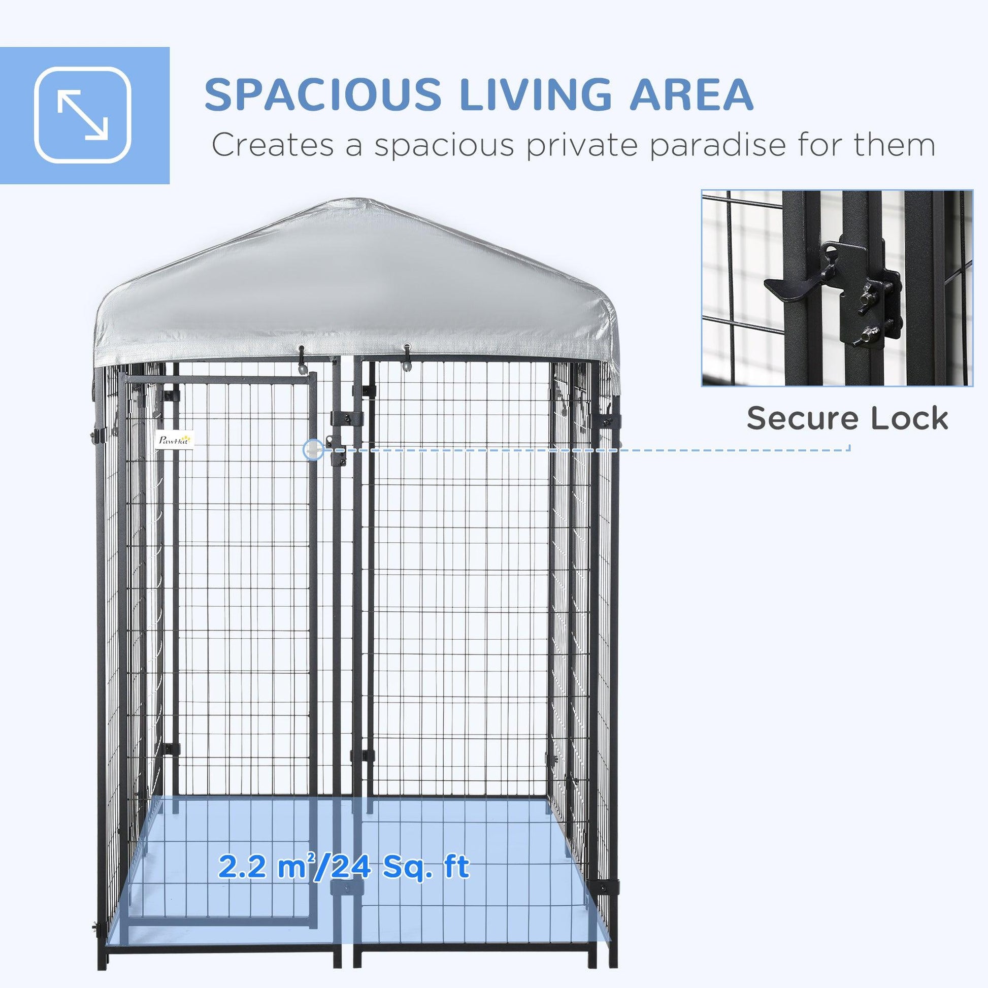 PawHut Outdoor Dog Kennel with UV-Resistant Canopy, 183x121x183 cm - ALL4U RETAILER LTD