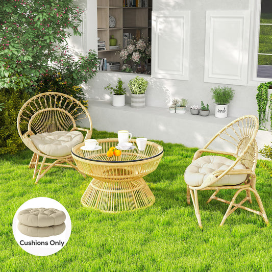 Outsunny Set of Two 60cm Outdoor Cushions Beige Splash Resistant UV Protected Cotton Filled Tufted