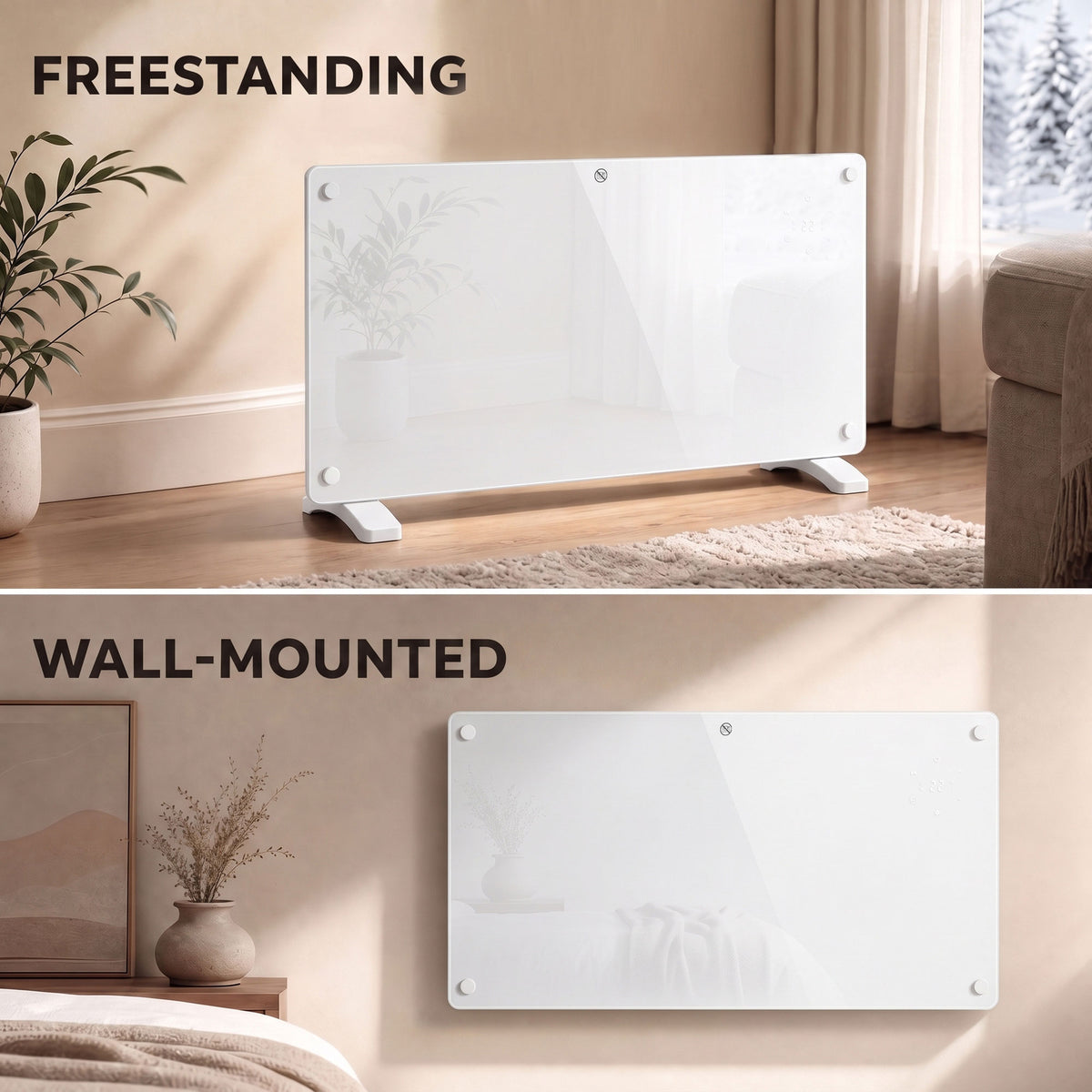 HOMCOM Smart Panel Heater Wall Mounted 2000W With App Control And Timer