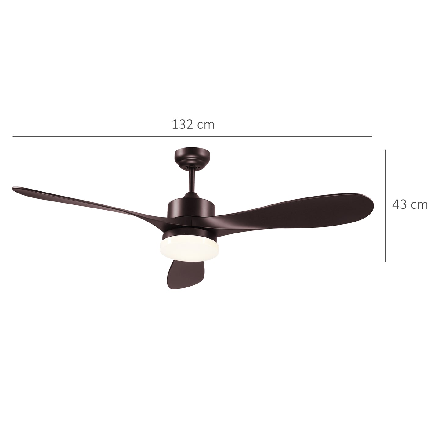 HOMCOM Modern LED Ceiling Fan with Reversible Blades & Remote, Stylish Brown Light Fixture for Home Decor - ALL4U RETAILER LTD