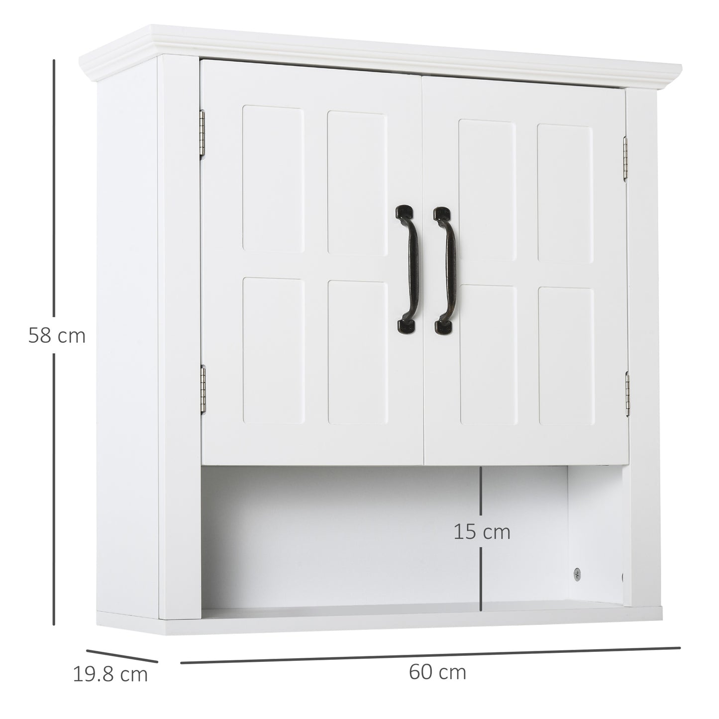 HOMCOM White Bathroom Wall Cabinet With 2 Doors And Adjustable Shelf Medicine Cabinet Kitchen Cupboard