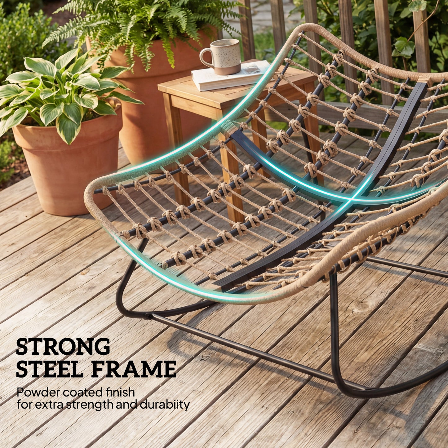 Outsunny Oversized Indoor Outdoor Rocking Egg Chair with Cushion Grey for Living Room Garden Patio