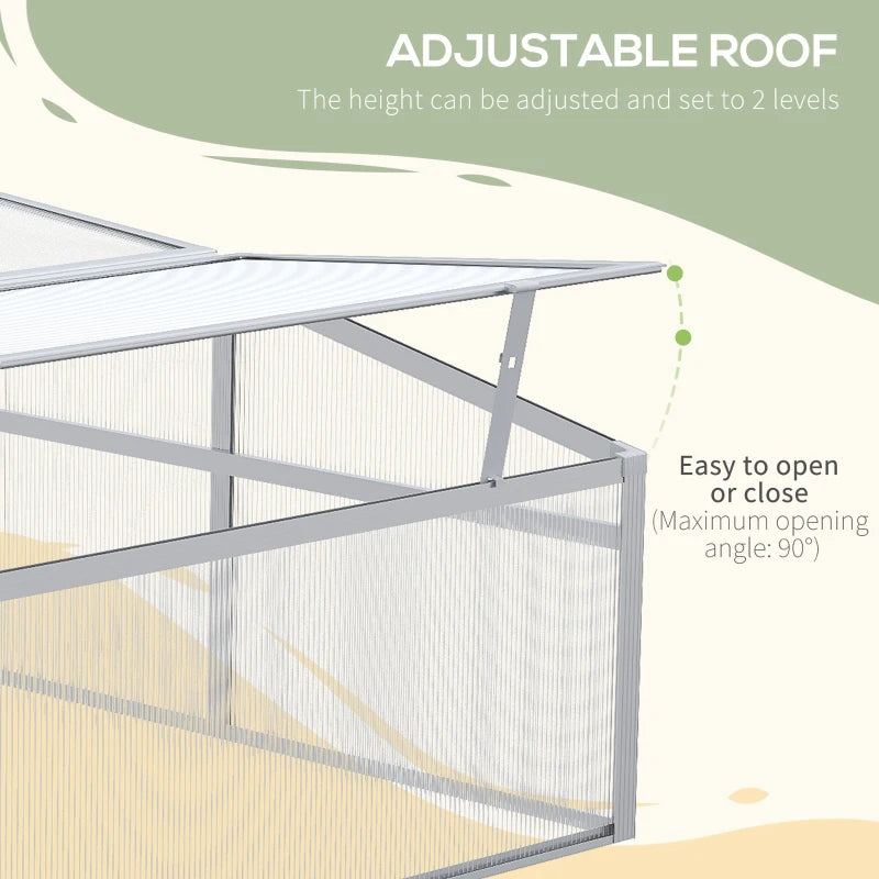 Outsunny 100x100cm Polycarbonate Cold Frame Greenhouse with Windows - Compact and Versatile Gardening Solution - ALL4U RETAILER LTD