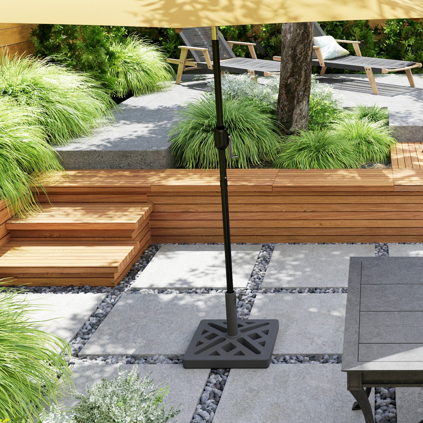 Outsunny Garden Parasol Base 15Kg HDPE Outdoor Umbrella Stand With Cutout Design For 32 38 48 Mm Poles Black