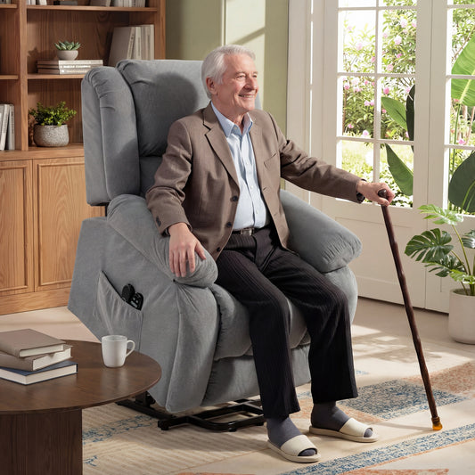 HOMCOM Electric Recliner Lift Chair With Vibration Massage And Heat, Wide Seat, USB Port, Light Grey