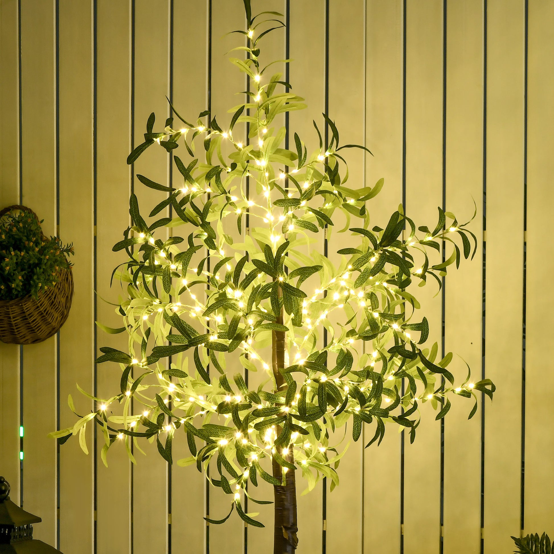 HOMCOM 6ft Prelit Olive Tree with 300 Warm White LED Lights for Indoor and Outdoor Decoration - ALL4U RETAILER LTD