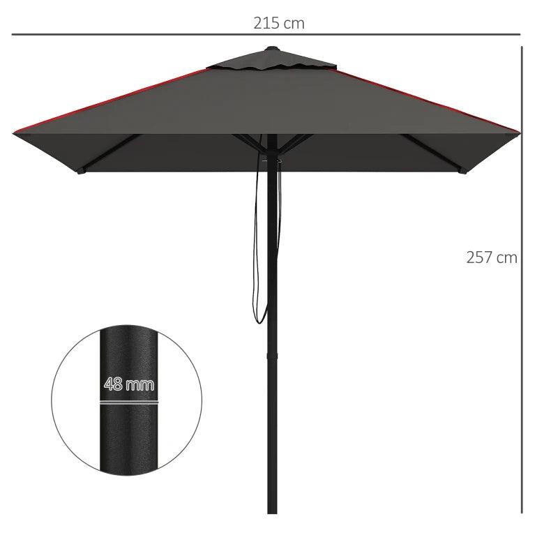 Outsunny Patio Parasol Umbrella with Vent - Garden Market Table Sun Shade Canopy with Piping Side, Grey Outdoor Umbrella for Enhanced Comfort - ALL4U RETAILER LTD