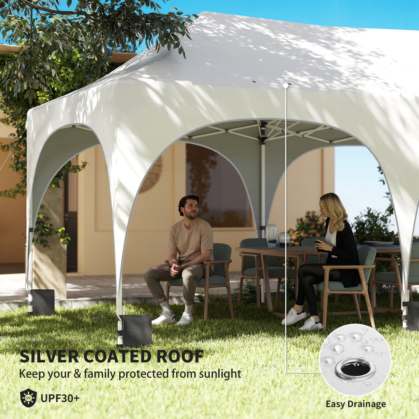 Outsunny 3 X 6m Pop Up Gazebo Shelter With Sides 6 Sandbags Garden Party Tent Marquee Carry Bag Light Grey White