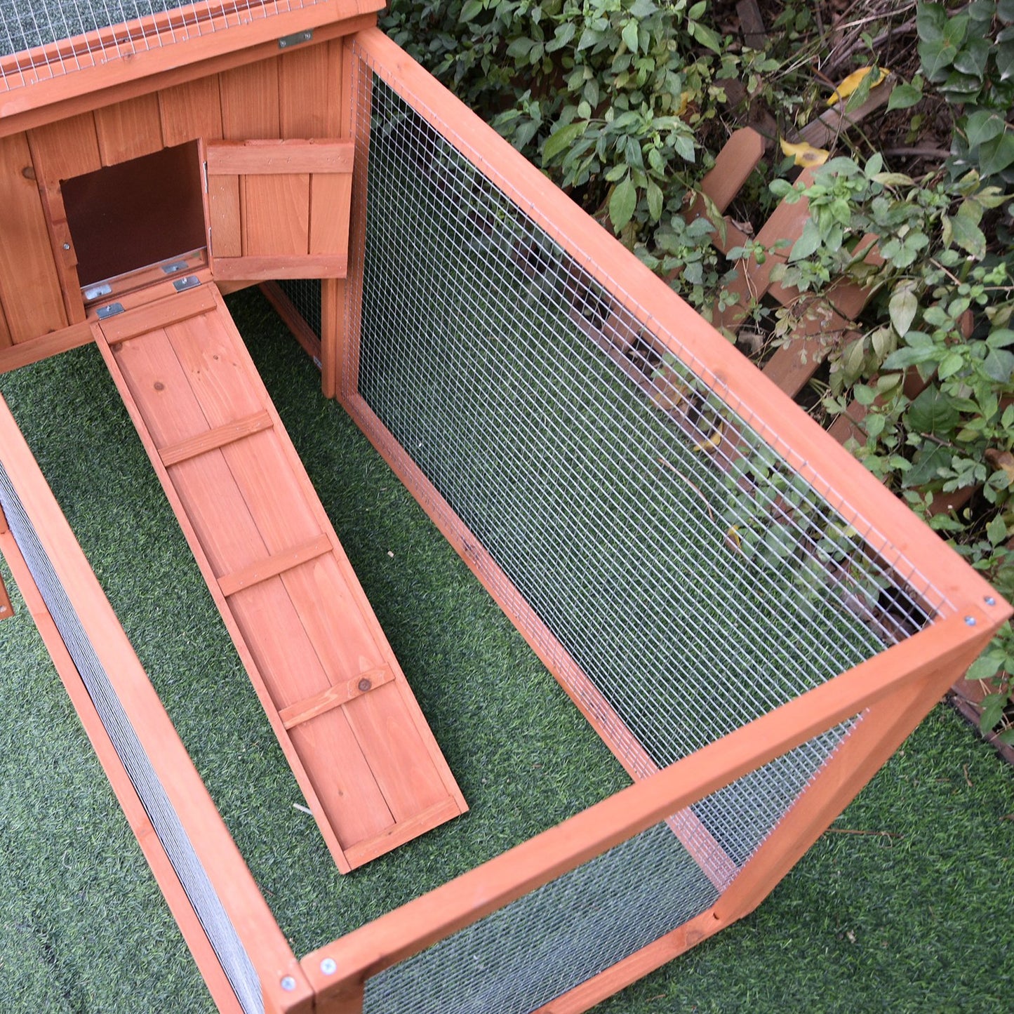 Pawhut Dual-Level Wooden Rabbit Hutch and Chicken Coop for Outdoor Use - 158 x 58 x 68 cm - ALL4U RETAILER LTD