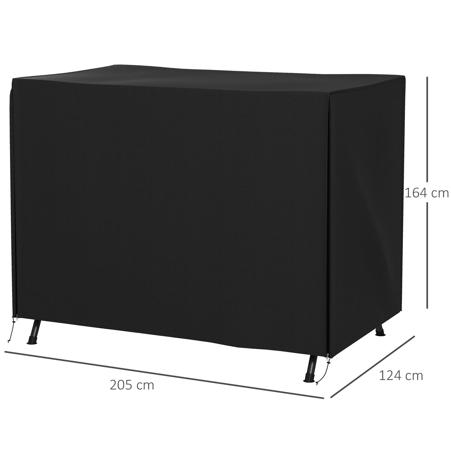 Outsunny 205 X 124cm Three Seater Swing Chair Protective Cover Outdoor Oxford Cloth UV Resistant With Front Zip Black
