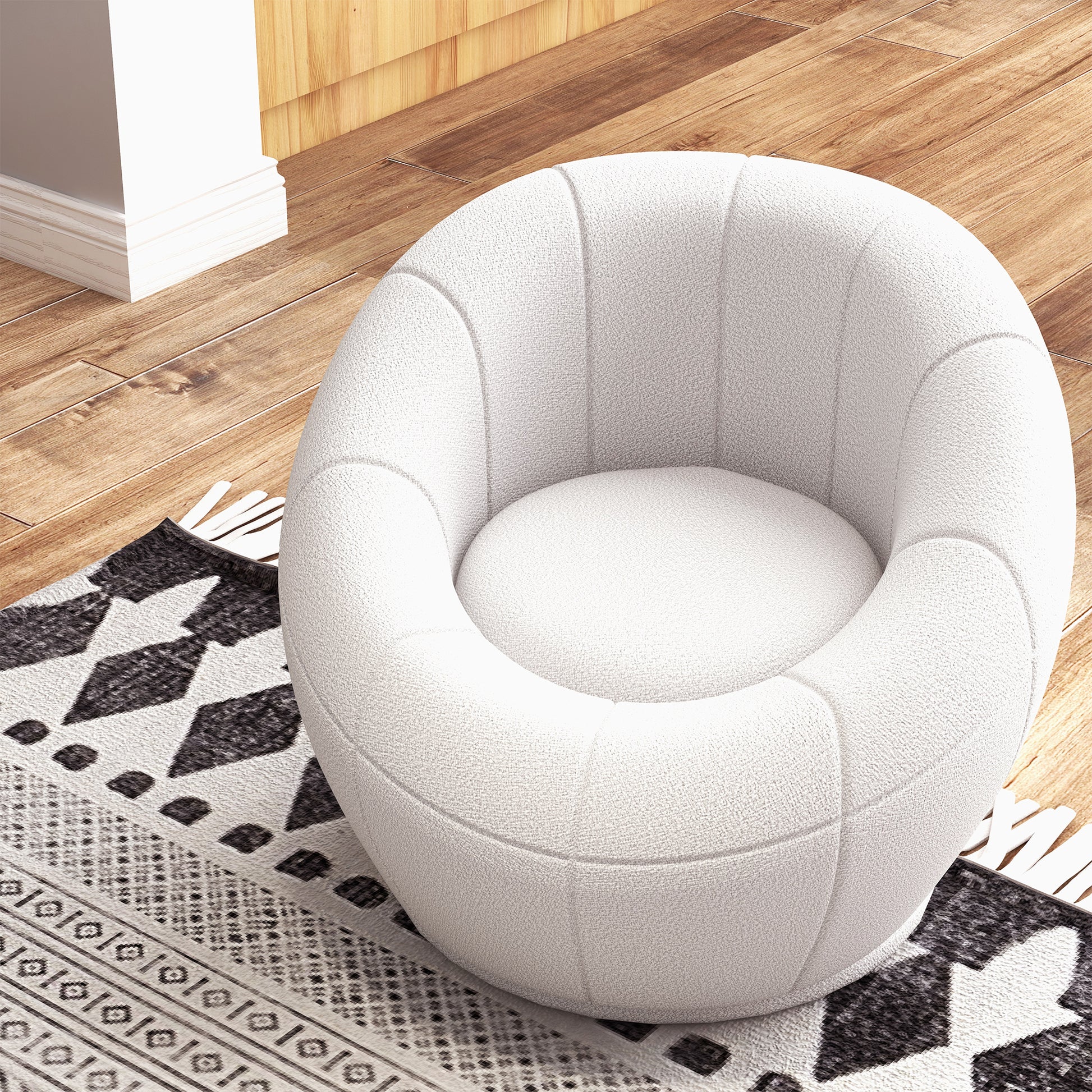 HOMCOM Stylish White Swivel Accent Chair for Living Room, Bedroom, and Home Office - ALL4U RETAILER LTD