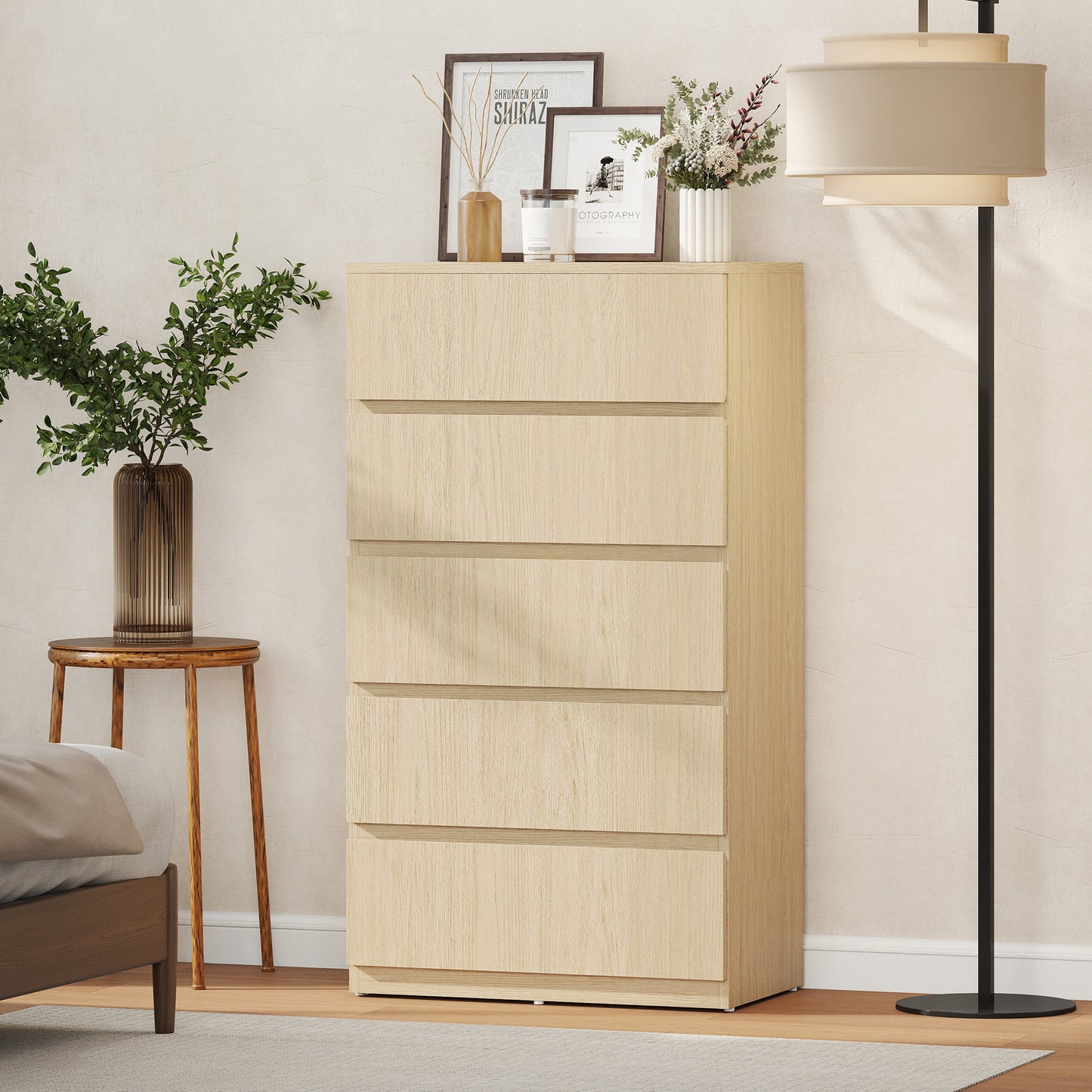 HOMCOM 5 Drawer Chest Modern Dresser for Bedroom Storage Cabinets and Organizer Furniture