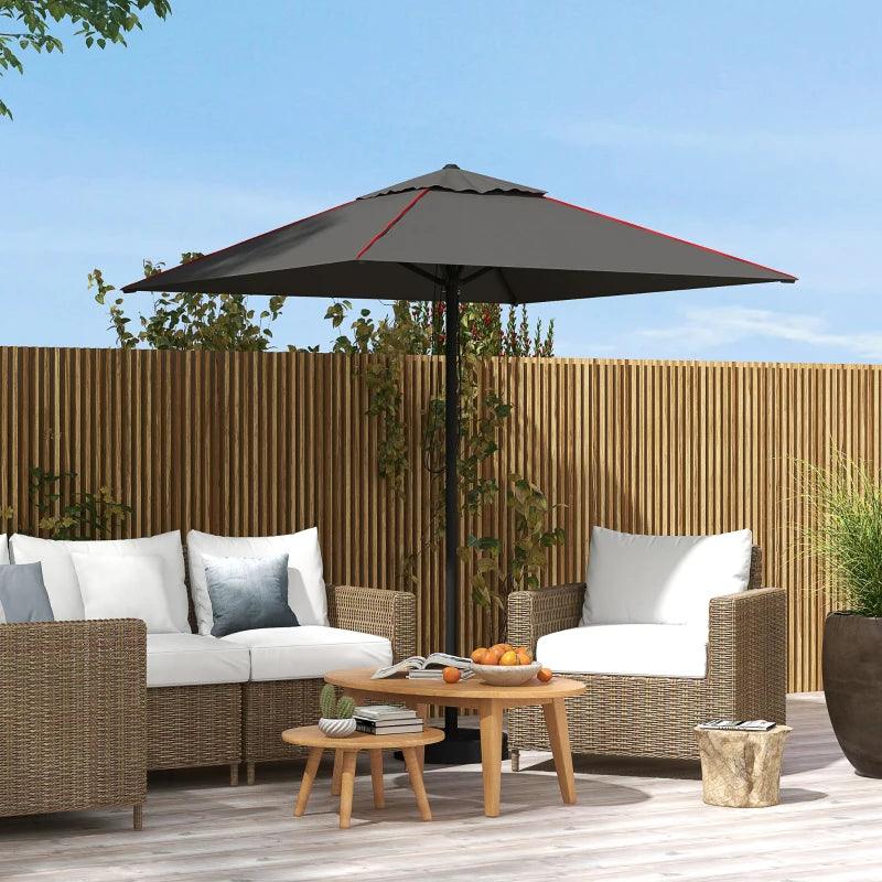 Outsunny Patio Parasol Umbrella with Vent - Garden Market Table Sun Shade Canopy with Piping Side, Grey Outdoor Umbrella for Enhanced Comfort - ALL4U RETAILER LTD