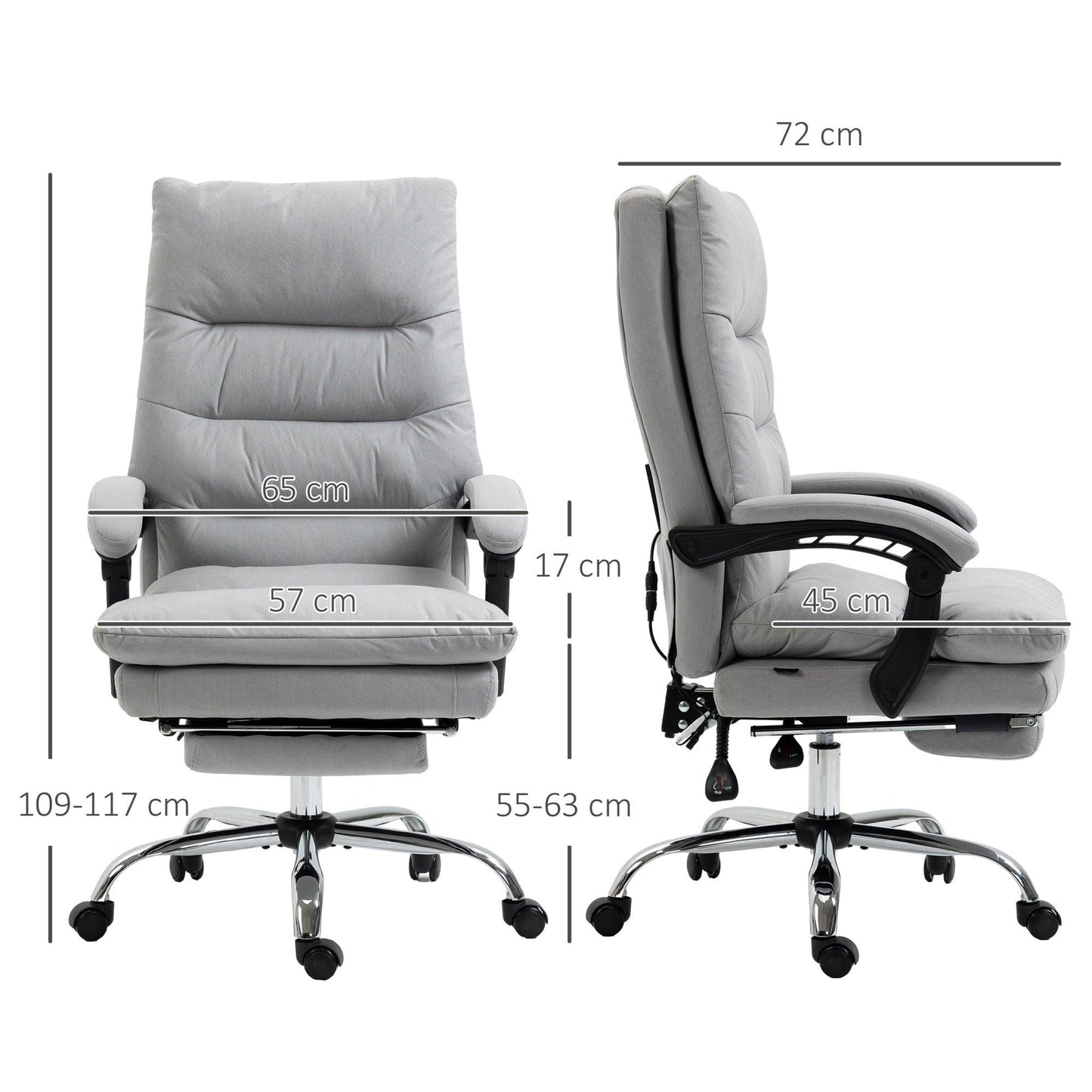 Vinsetto Microfibre Vibration Massage Office Chair with Heat, Footrest, Grey - ALL4U RETAILER LTD