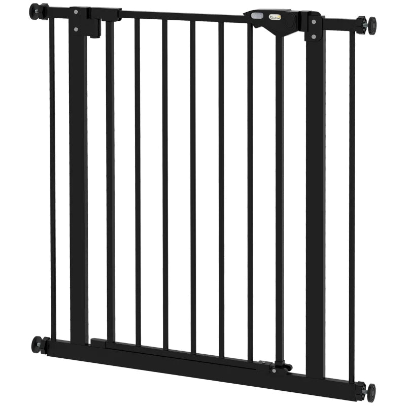 PawHut Metal Adjustable Dog Gate - Black, Expandable from 74-80cm Width - ALL4U RETAILER LTD