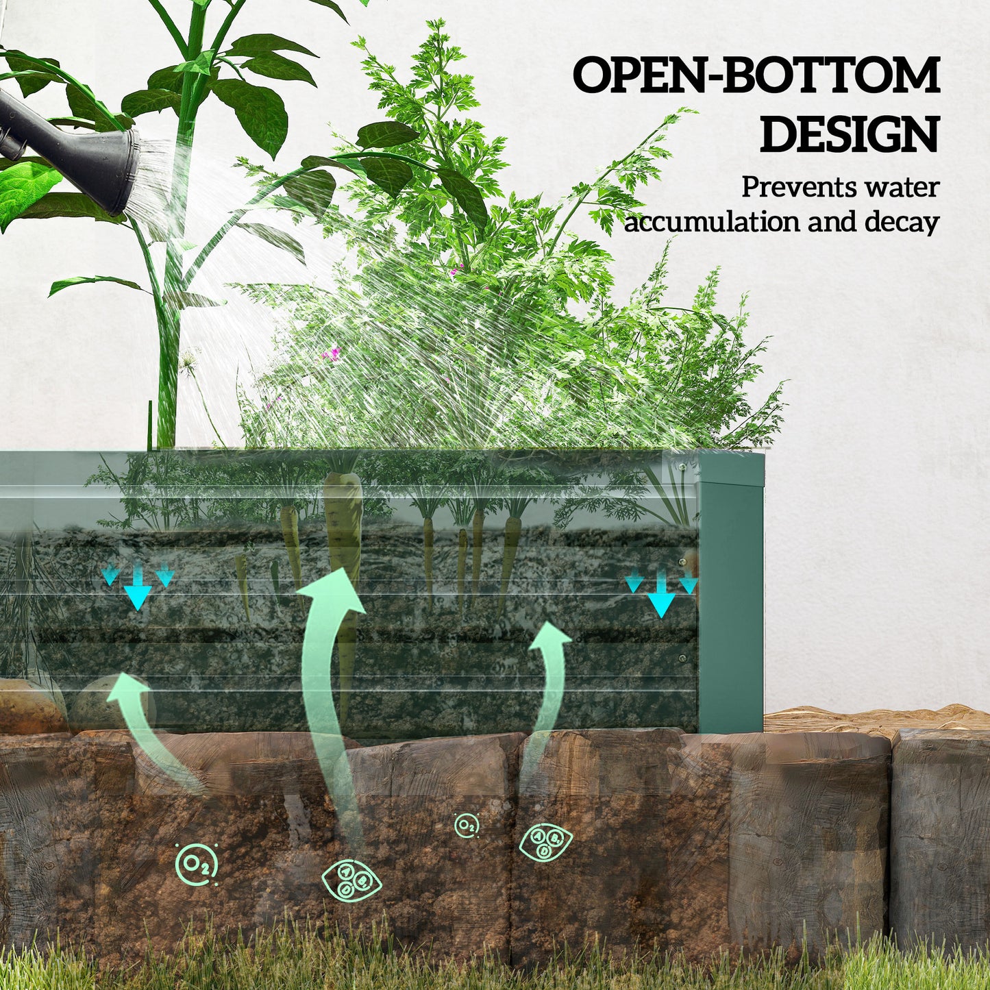 Outsunny 60 x 240cm Galvanised Steel Planter With Open Bottom Raised Garden Bed