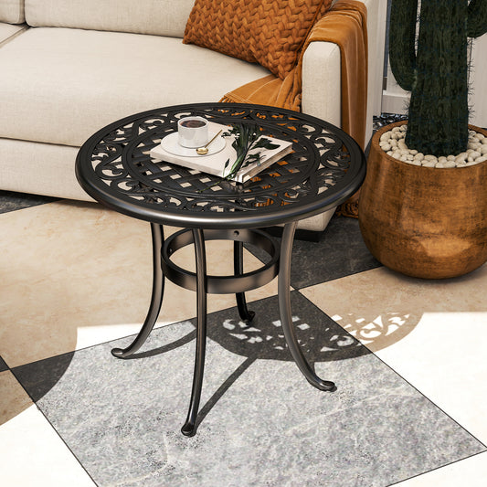 Outsunny Outdoor Garden Table Cast Aluminium Patio End Table With Anti Slip Foot Pads 60 x 60 cm Black