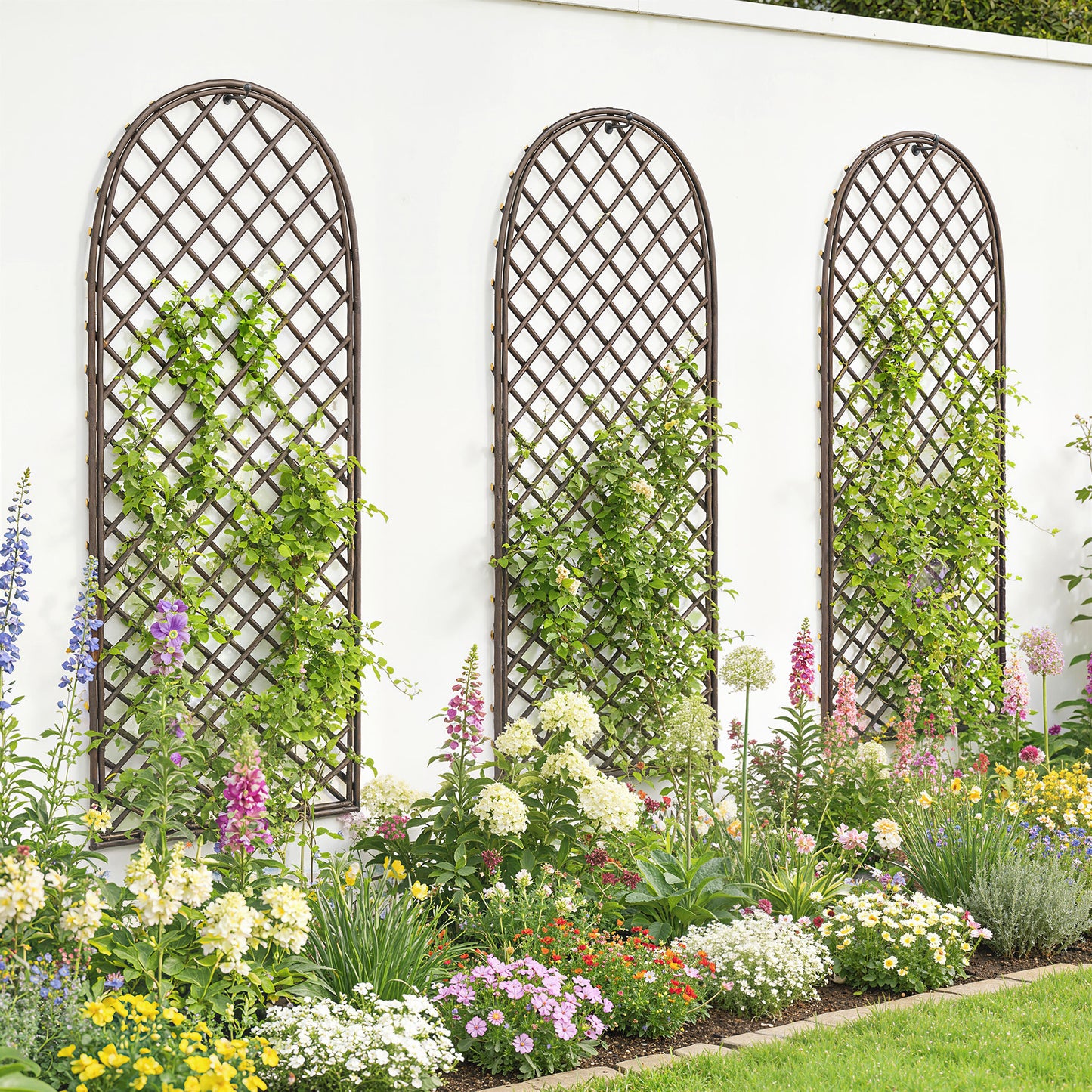 Outsunny Handwoven Natural Wicker Garden Arch Trellis Climbing Plants Outdoor Patio Decor