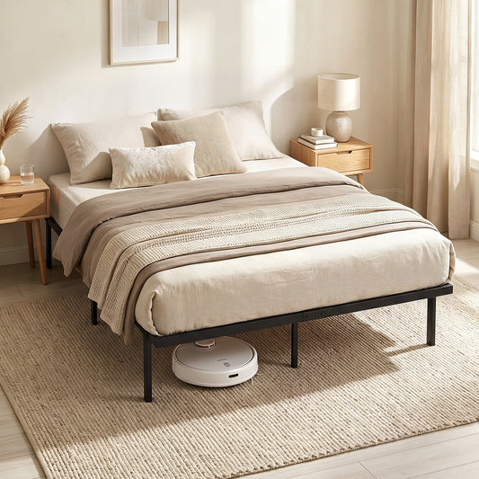 HOMCOM King Size Metal Platform Bed Frame With Underbed Storage Steel Slat Support No Box Spring Required