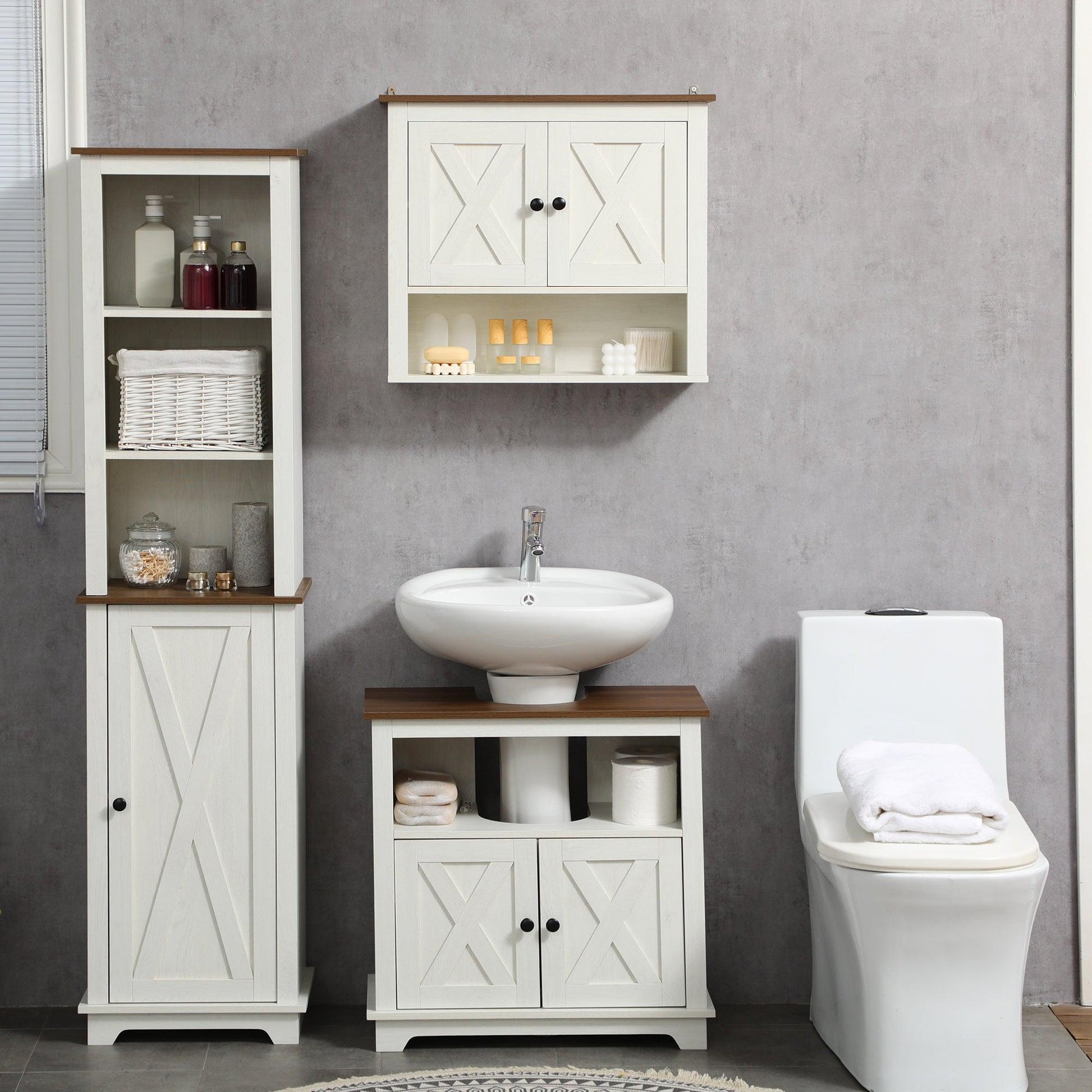 Kleankin Under Sink Bathroom Vanity Unit 60x30x60cm White - ALL4U RETAILER LTD