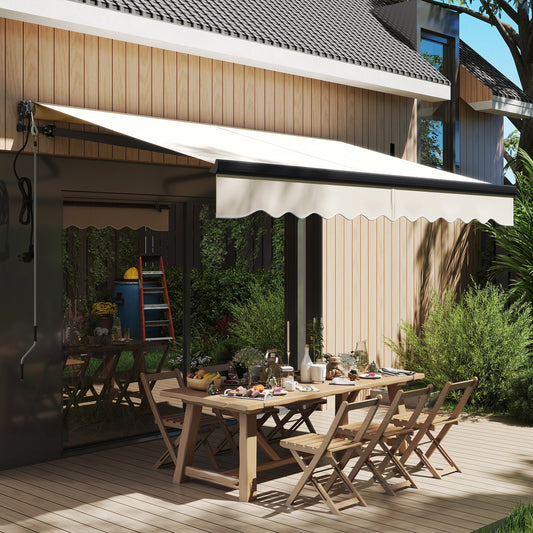 Outsunny 2.5m x 3m Electric and Manual Awning with Remote Beige for Sun Protection Above Doors and Windows