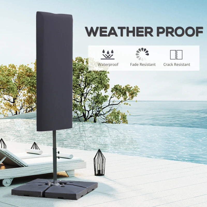 Outsunny Dark Grey Cantilever Umbrella Cover with Rod and Zipper - Weather-Resistant Parasol Protector